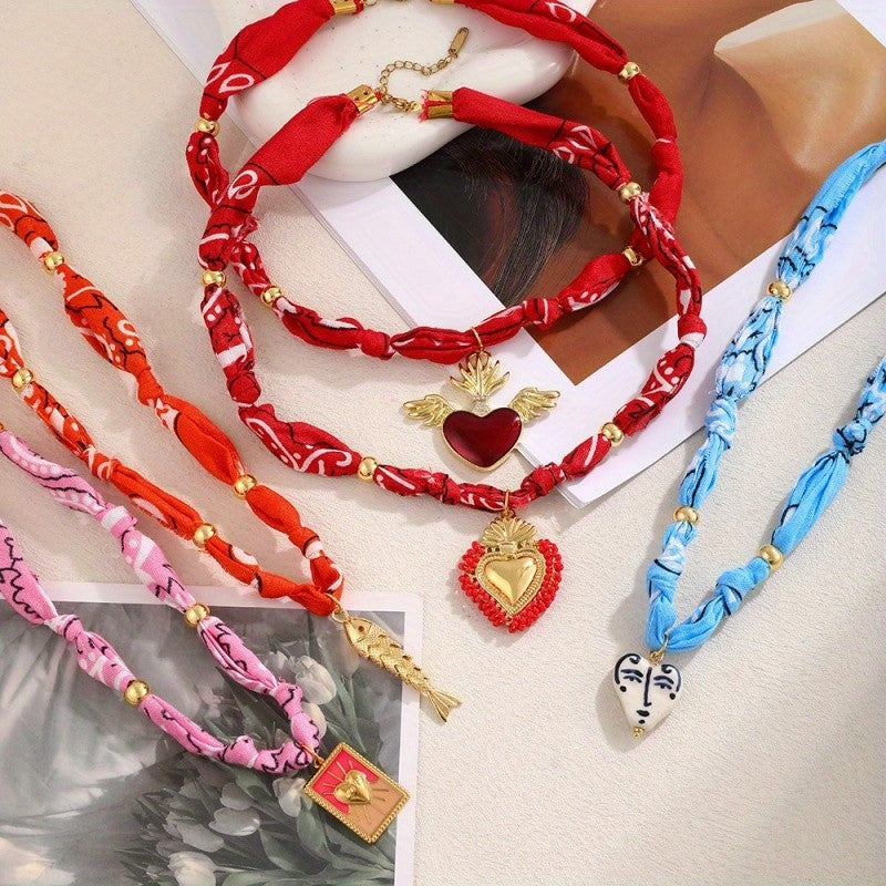 18k Boho Woven Heart Pendant Necklace