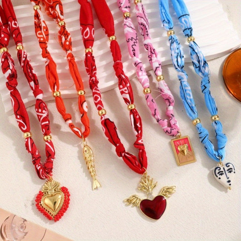 18k Boho Woven Heart Pendant Necklace