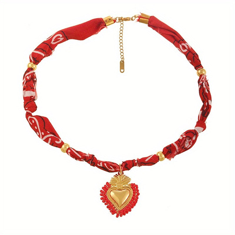 18k Boho Woven Heart Pendant Necklace