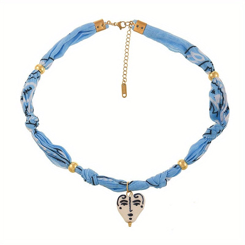 18k Boho Woven Heart Pendant Necklace