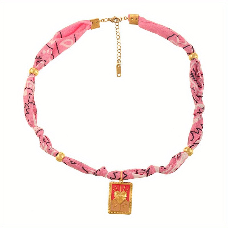 18k Boho Woven Heart Pendant Necklace