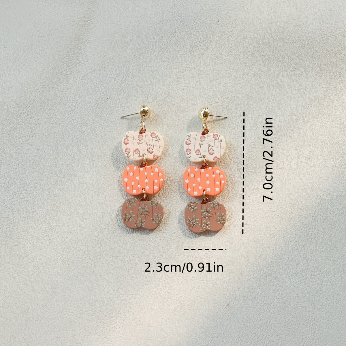 Romantic Floral Pumpkin Acrylic Drop Earrings