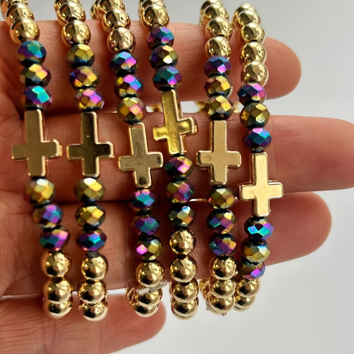 6pc Boho Cross Bead Bracelet Set