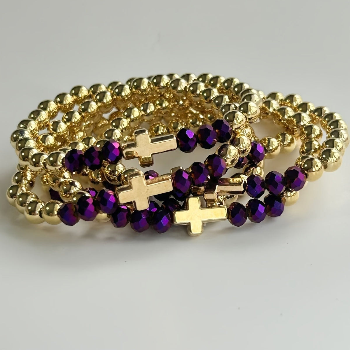 6pc Boho Cross Bead Bracelet Set