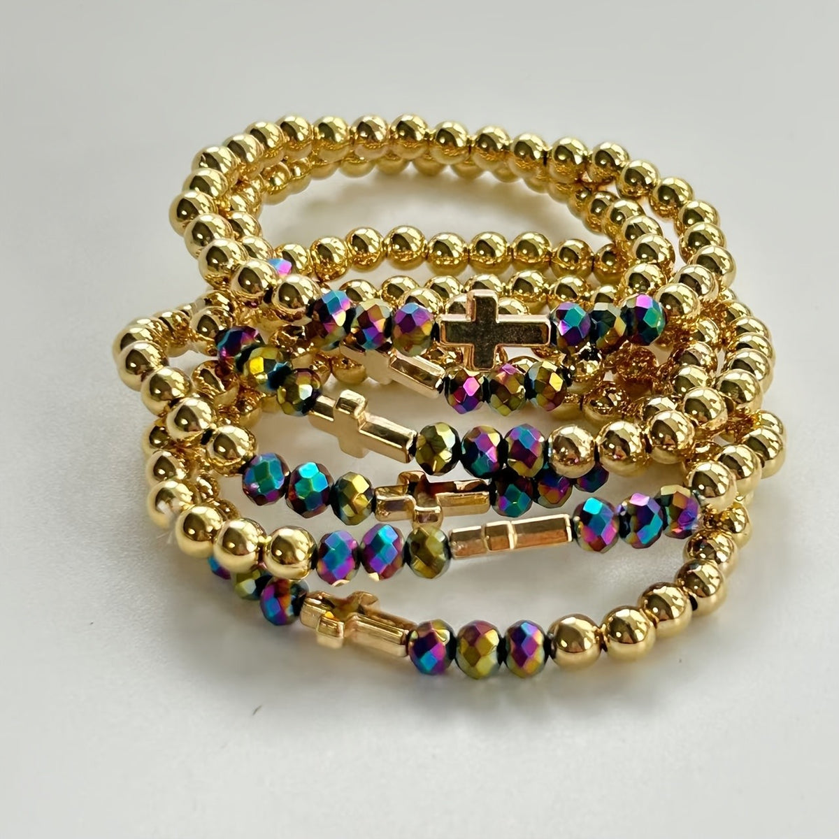 6pc Boho Cross Bead Bracelet Set