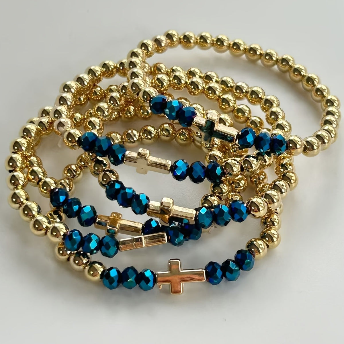 6pc Boho Cross Bead Bracelet Set