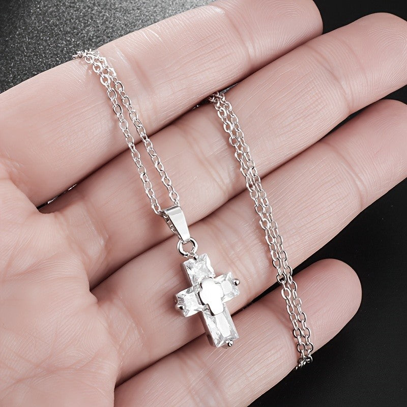 Elegant Zircon Cross Necklace