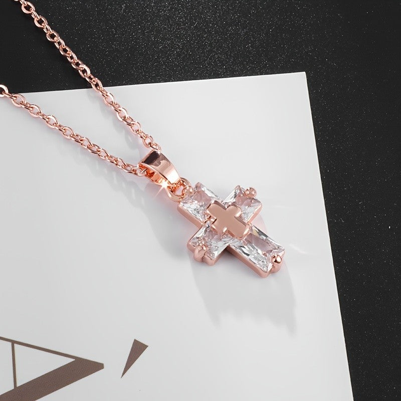 Elegant Zircon Cross Necklace