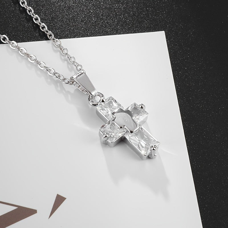 Elegant Zircon Cross Necklace