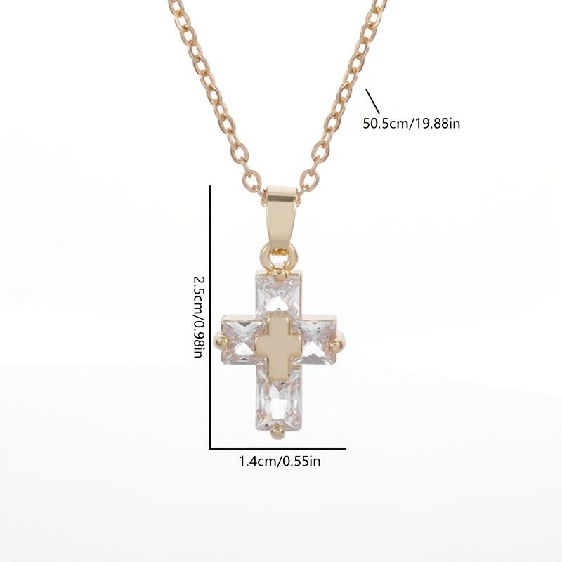Elegant Zircon Cross Necklace