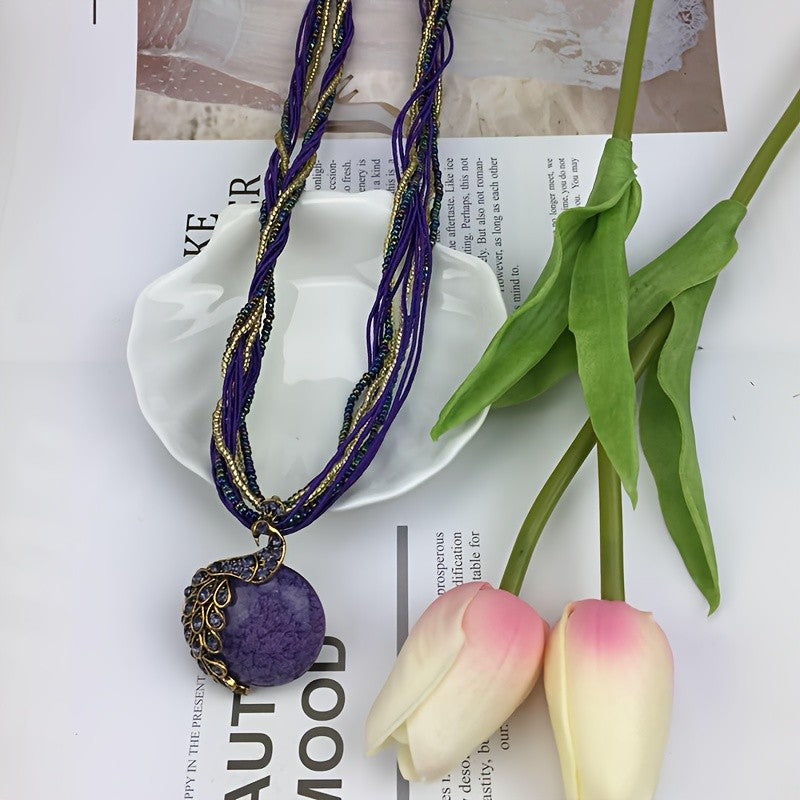 Boho Peacock Pendant Necklace