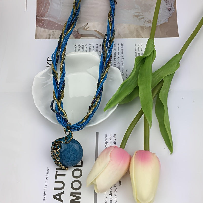 Boho Peacock Pendant Necklace