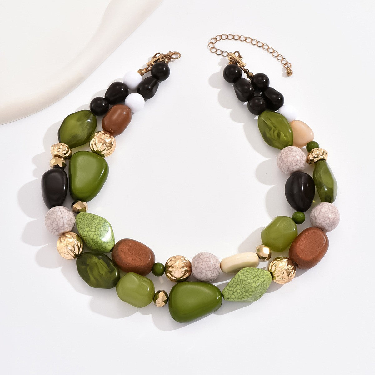 Boho Vintage Resin Bead Necklace
