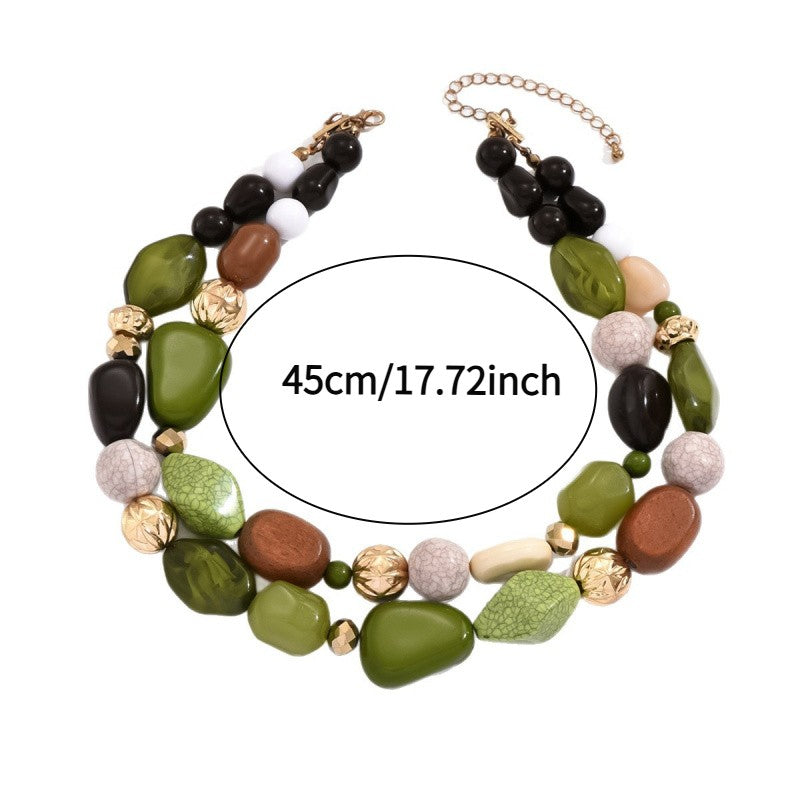 Boho Vintage Resin Bead Necklace