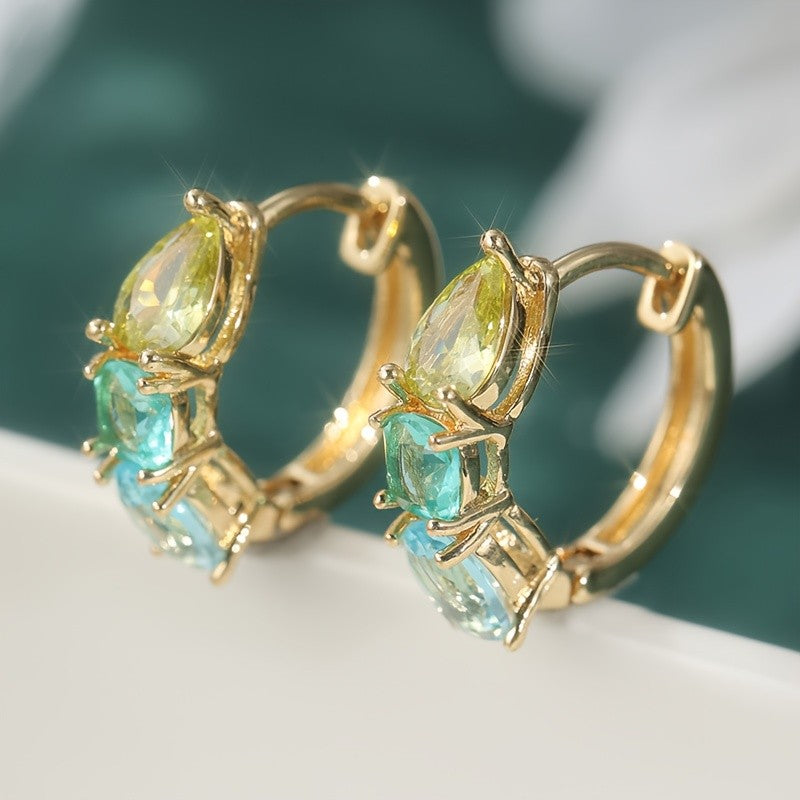 Classy Multi-Stone Hoop Earrings