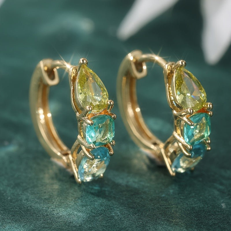 Classy Multi-Stone Hoop Earrings