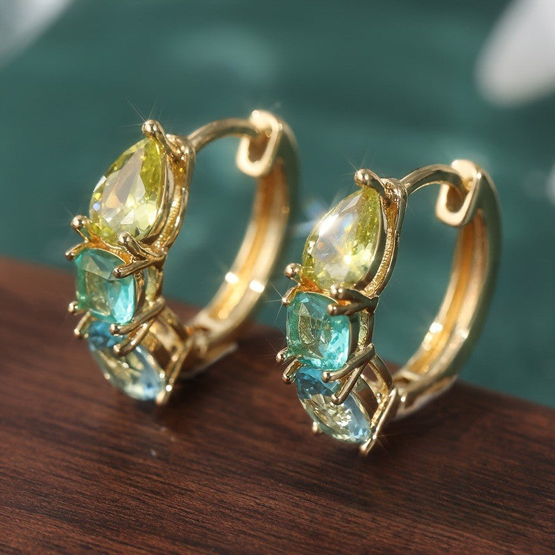 Classy Multi-Stone Hoop Earrings