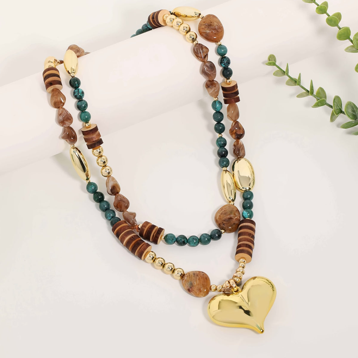 Boho Layered Heart Pendant Necklace