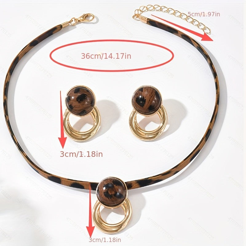 Classy Leopard Print Choker Set