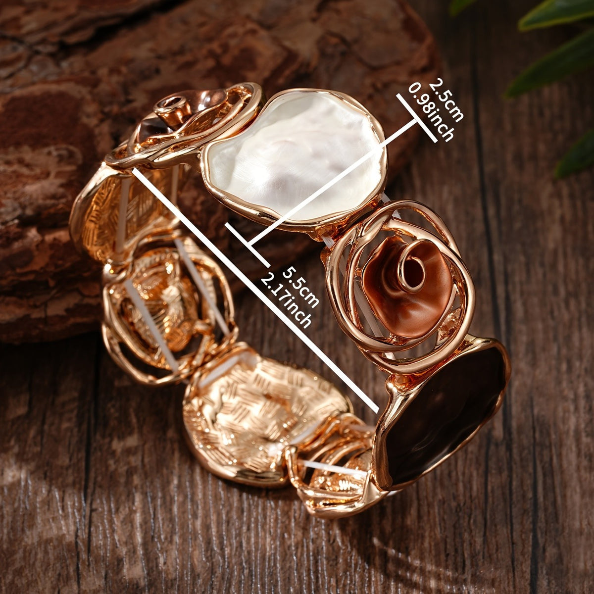 Boho Brown Floral Bangle Bracelet