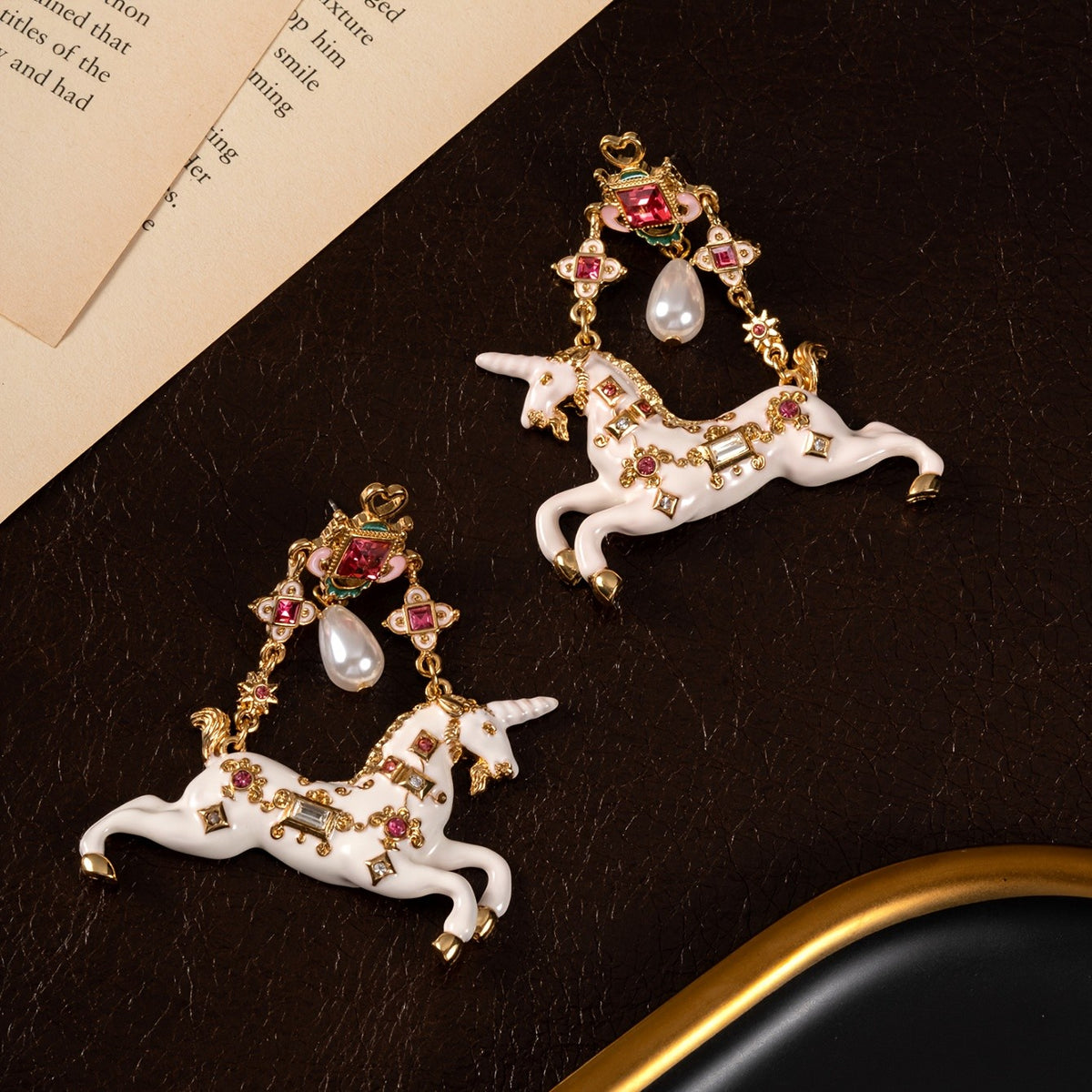 Elegant Jeweled Unicorn Earrings
