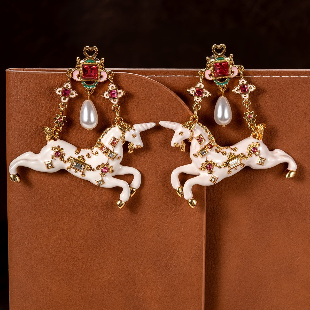 Elegant Jeweled Unicorn Earrings