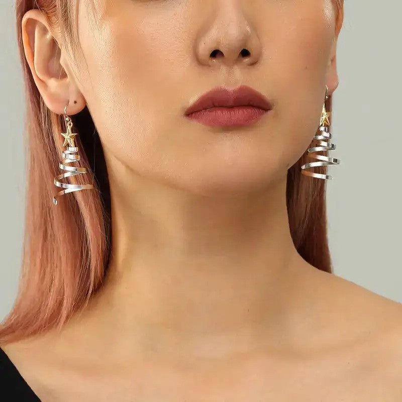 Dainty Christmas Tree Star Earrings