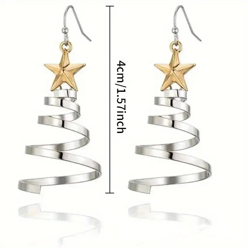 Dainty Christmas Tree Star Earrings
