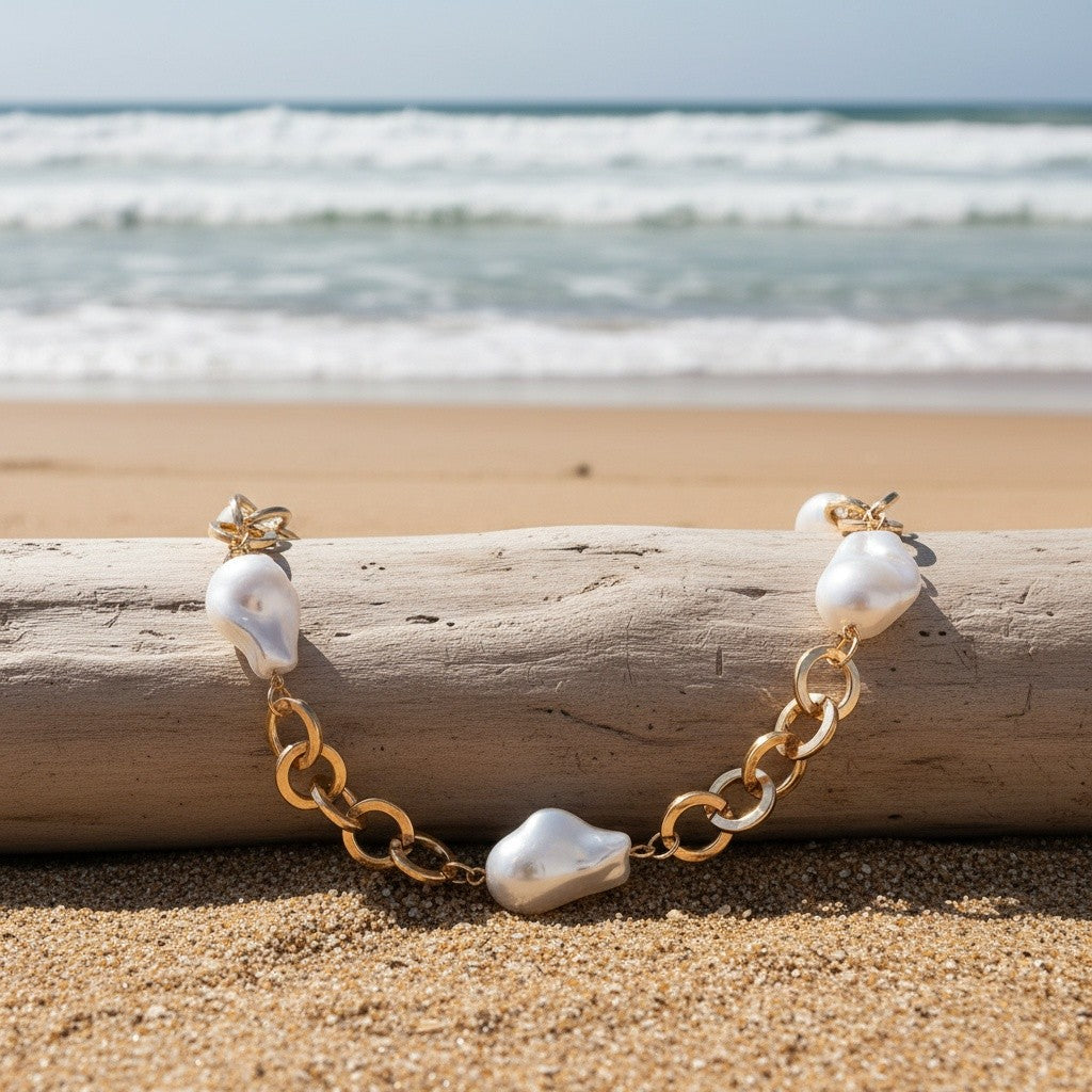 Classy Faux Pearl Link Necklace