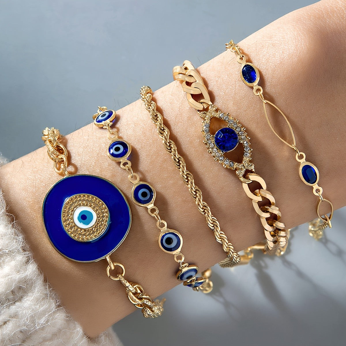 5pc Elegant Evil Eye Bracelet Set