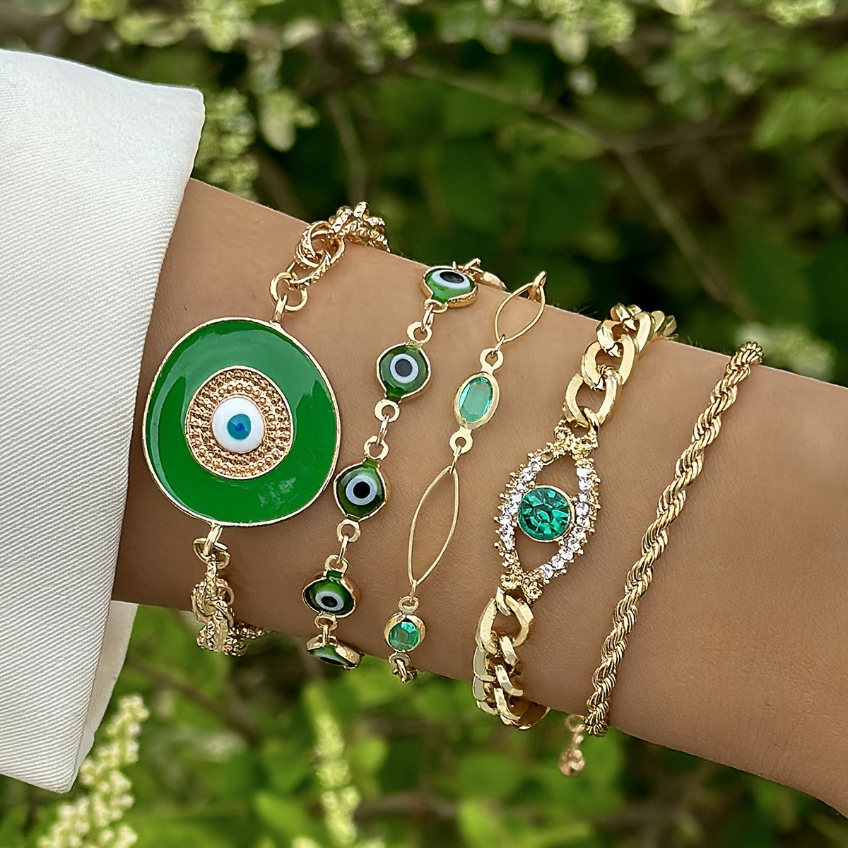 5pc Elegant Evil Eye Bracelet Set