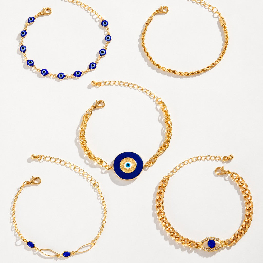 5pc Elegant Evil Eye Bracelet Set