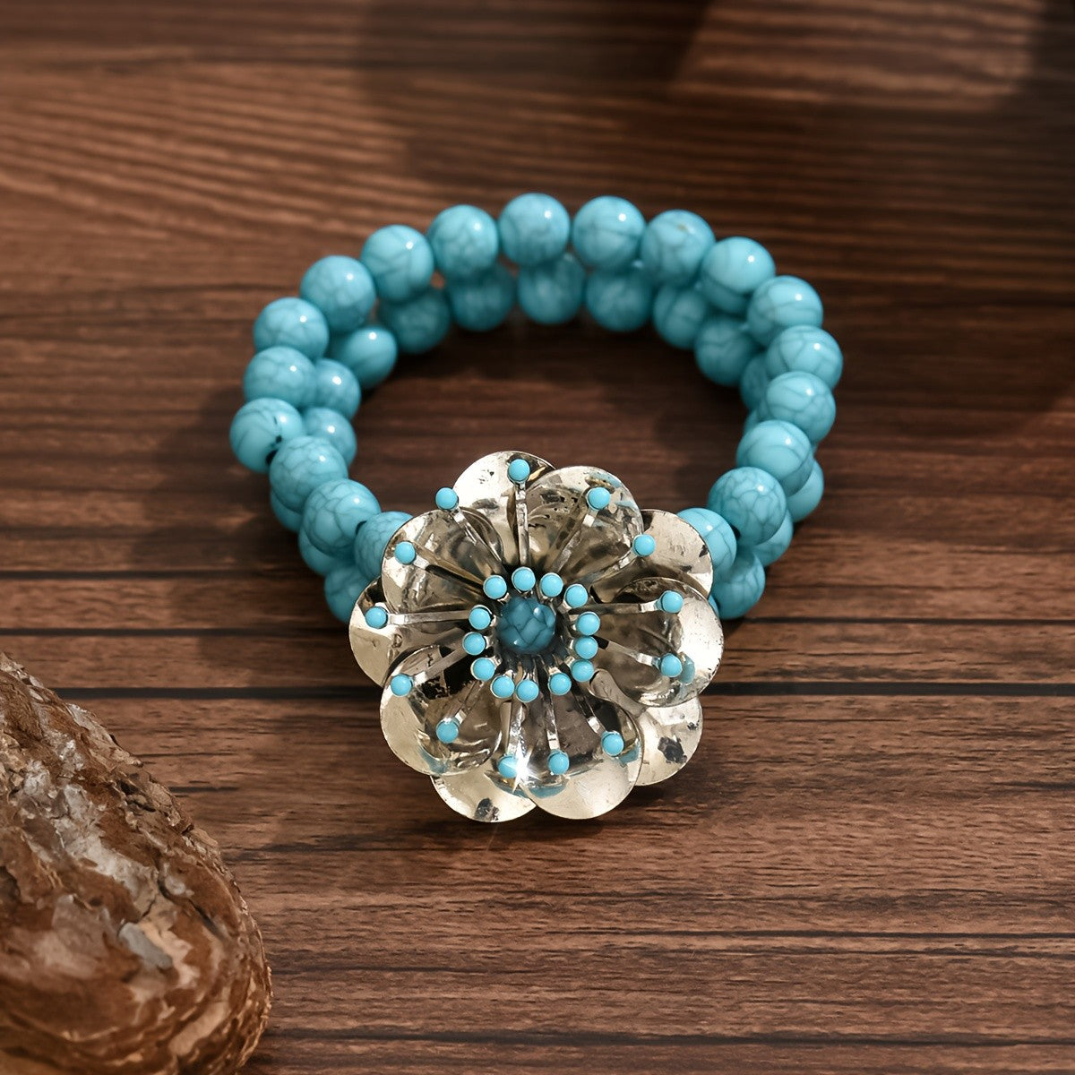 Vintage Boho Flower Turquoise Bracelet