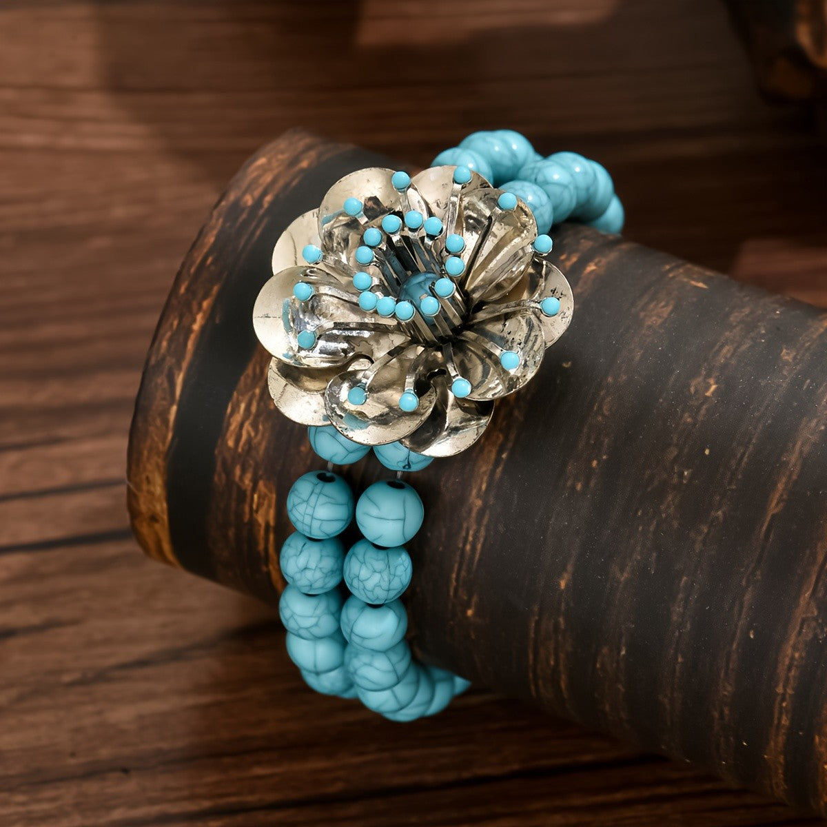 Vintage Boho Flower Turquoise Bracelet