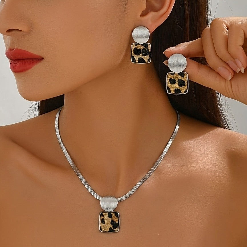 Elegant Leopard Print Jewelry Set