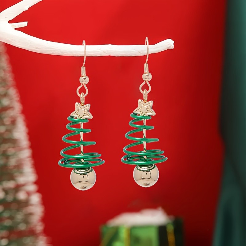 Festive Christmas Tree Drop Earrings