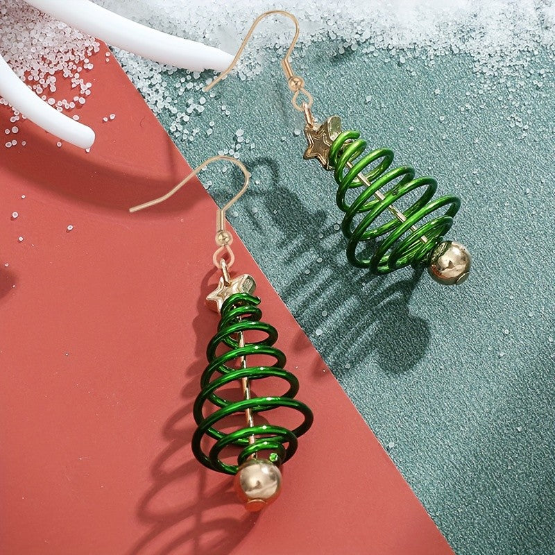 Festive Christmas Tree Drop Earrings
