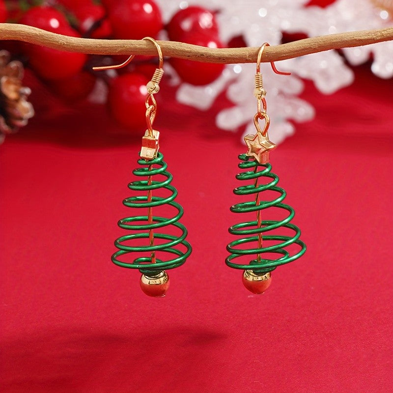 Festive Christmas Tree Drop Earrings