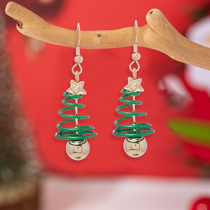 Festive Christmas Tree Drop Earrings