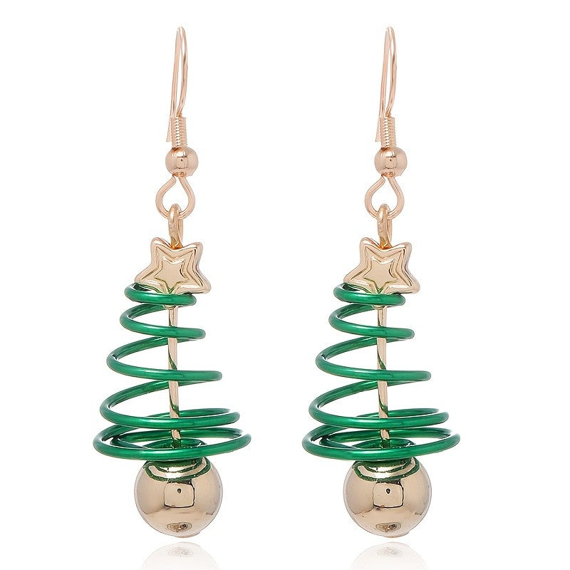 Festive Christmas Tree Drop Earrings
