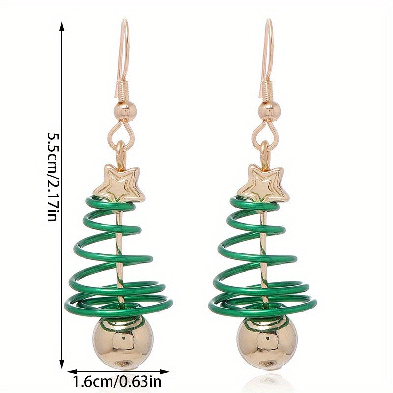 Festive Christmas Tree Drop Earrings