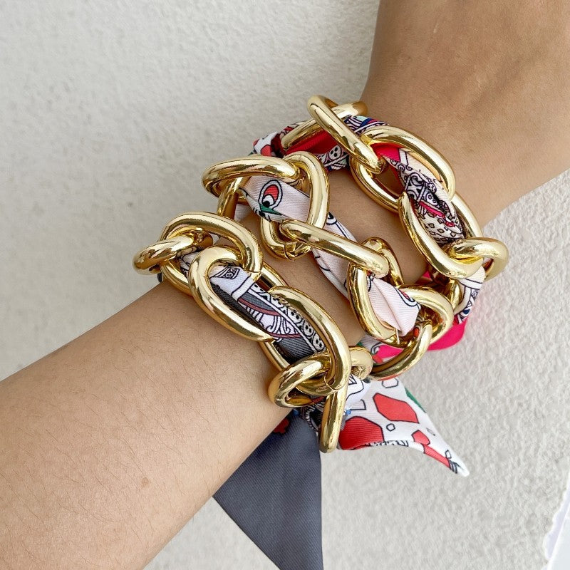 Boho Printed Fabric Chain Bracelet