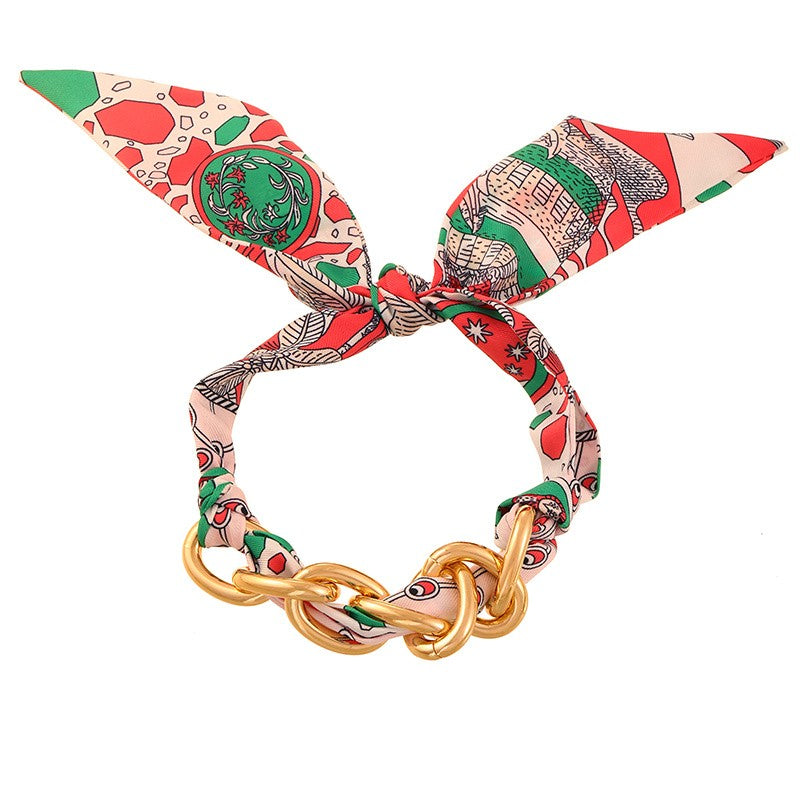 Boho Printed Fabric Chain Bracelet