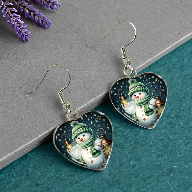 Classy Snowman Heart Earrings
