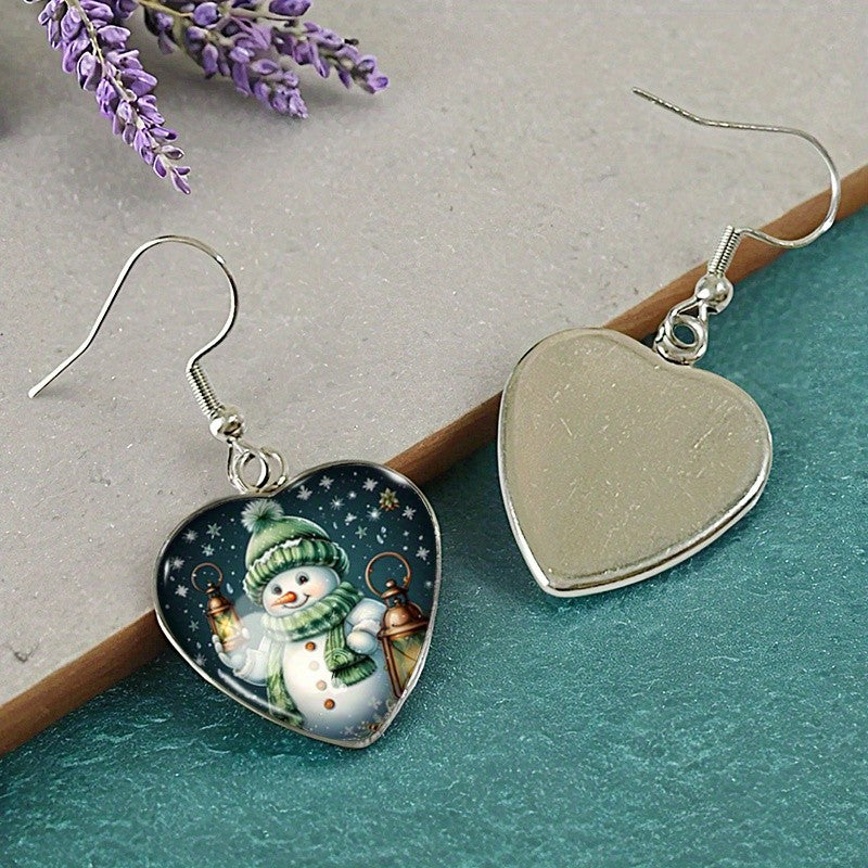Classy Snowman Heart Earrings