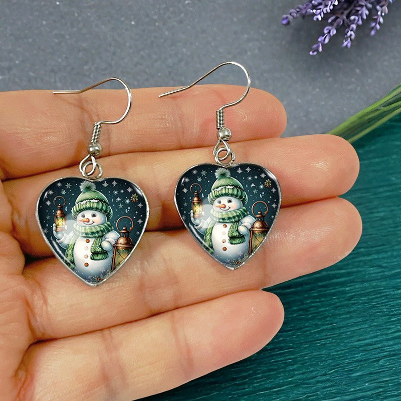 Classy Snowman Heart Earrings