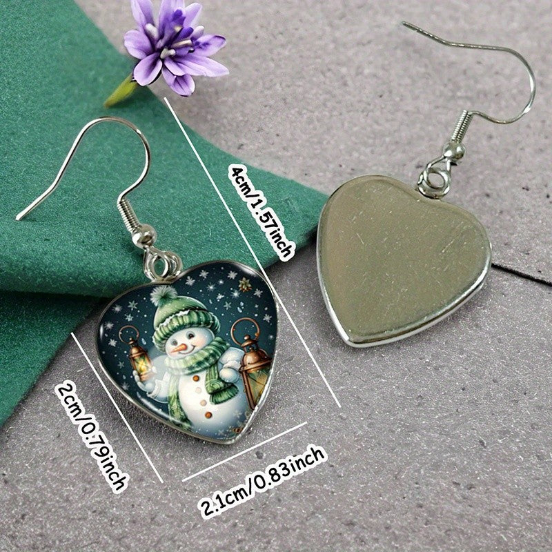 Classy Snowman Heart Earrings