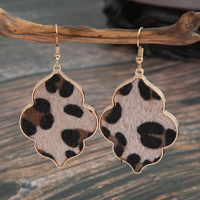 Vintage Leopard Print Drop Earrings