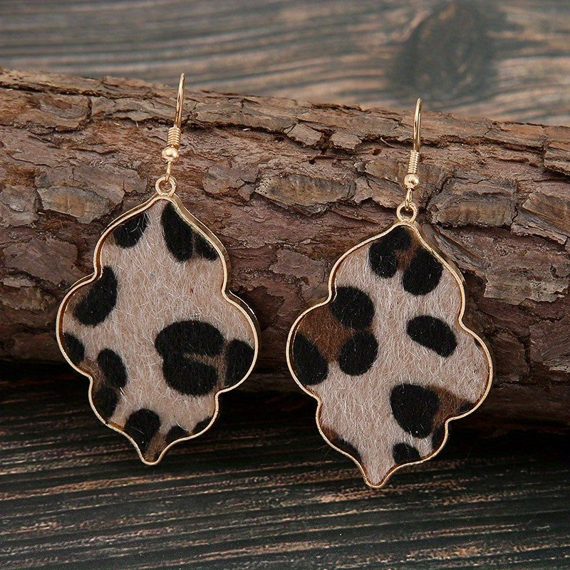 Vintage Leopard Print Drop Earrings