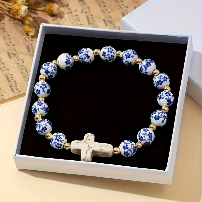 18k Vintage Floral Ceramic Bracelet